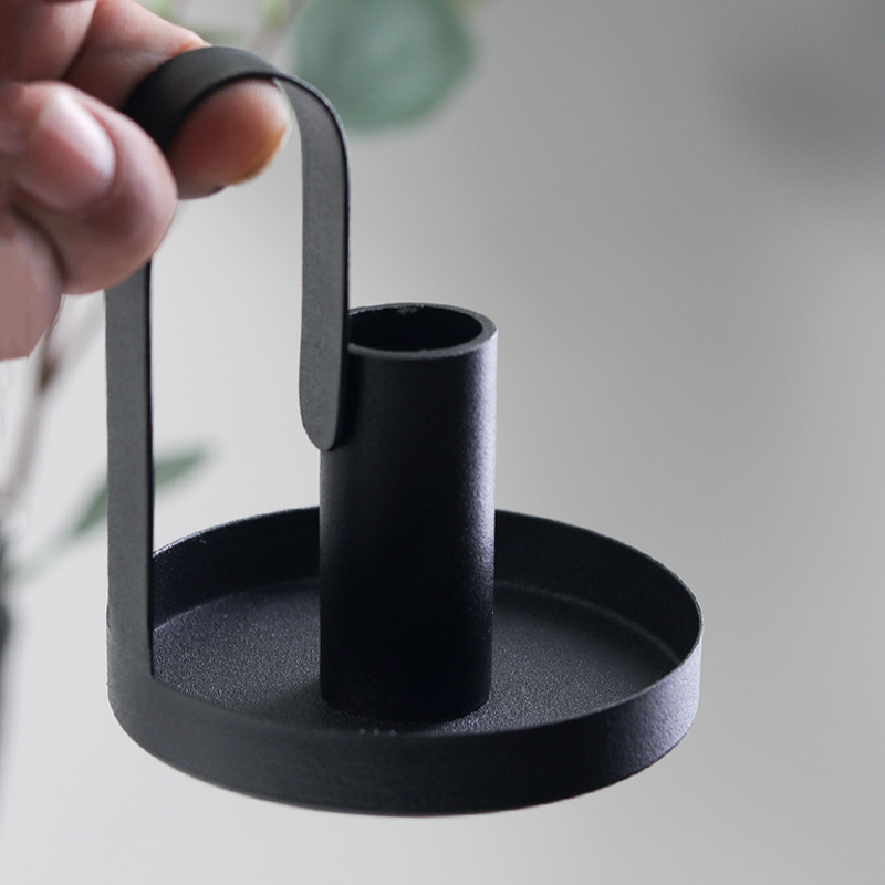 Candle Holder Supplies - Рождественские украшения: Металлический креативный поднос-подсвечник, черный